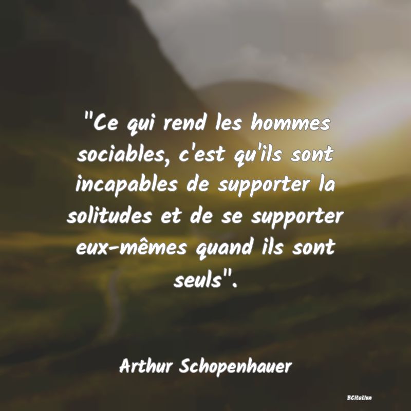 image de citation:  Ce qui rend les hommes sociables, c'est qu'ils sont incapables de supporter la solitudes et de se supporter eux-mêmes quand ils sont seuls .