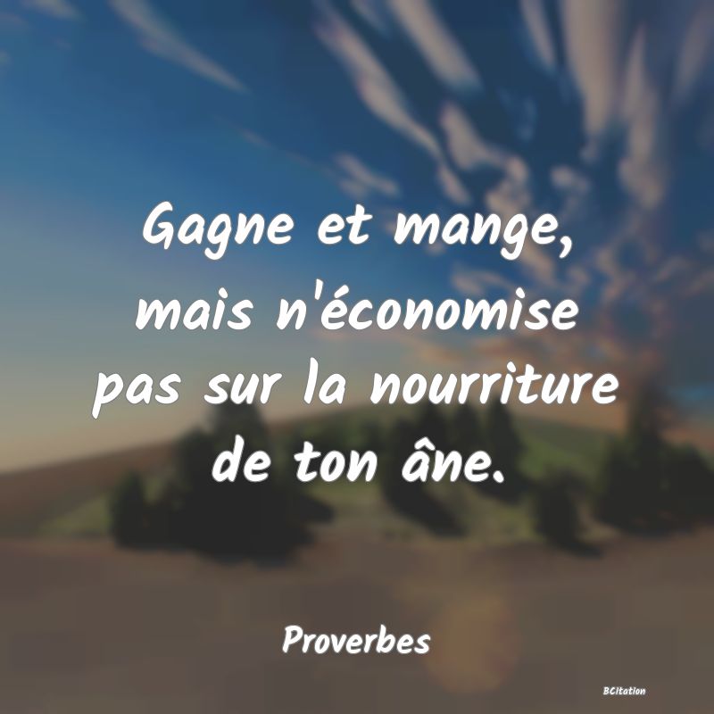 image de citation: Gagne et mange, mais n'économise pas sur la nourriture de ton âne.