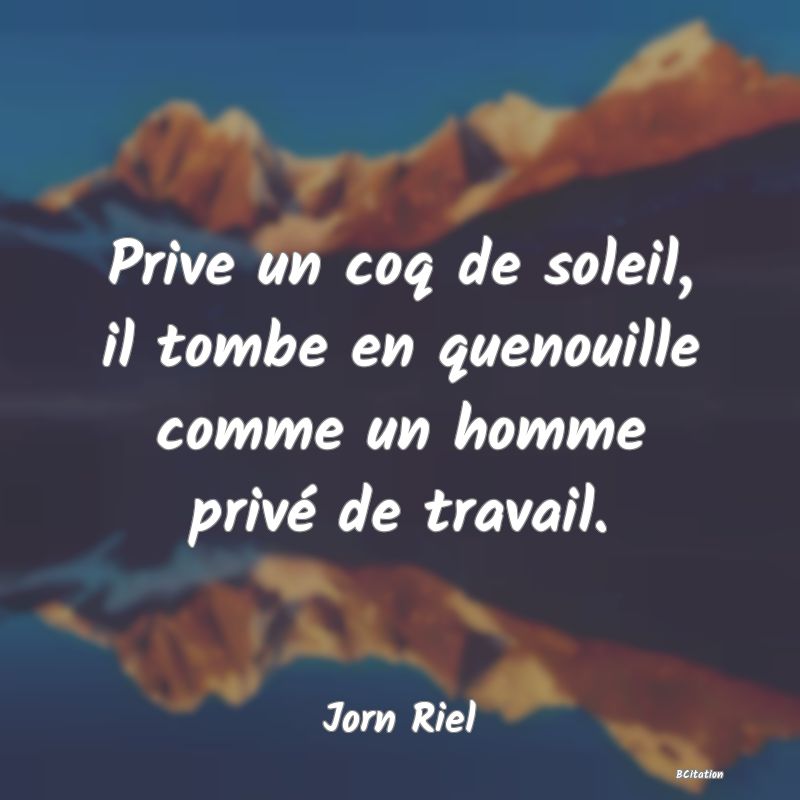 image de citation: Prive un coq de soleil, il tombe en quenouille comme un homme privé de travail.