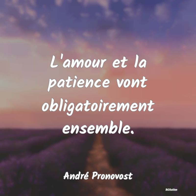 image de citation: L'amour et la patience vont obligatoirement ensemble.