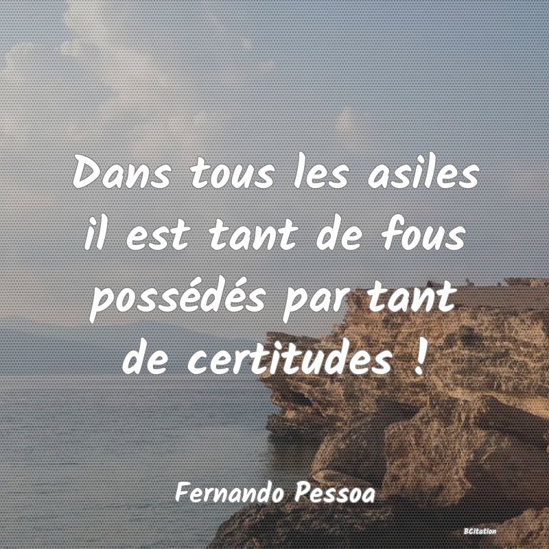 image de citation: Dans tous les asiles il est tant de fous possédés par tant de certitudes !