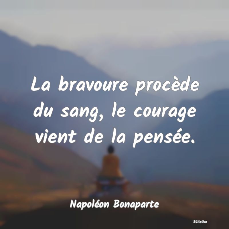 image de citation: La bravoure procède du sang, le courage vient de la pensée.