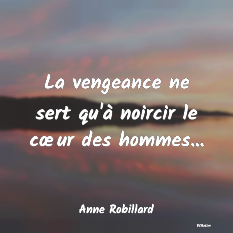 image de citation: La vengeance ne sert qu'à noircir le cœur des hommes...