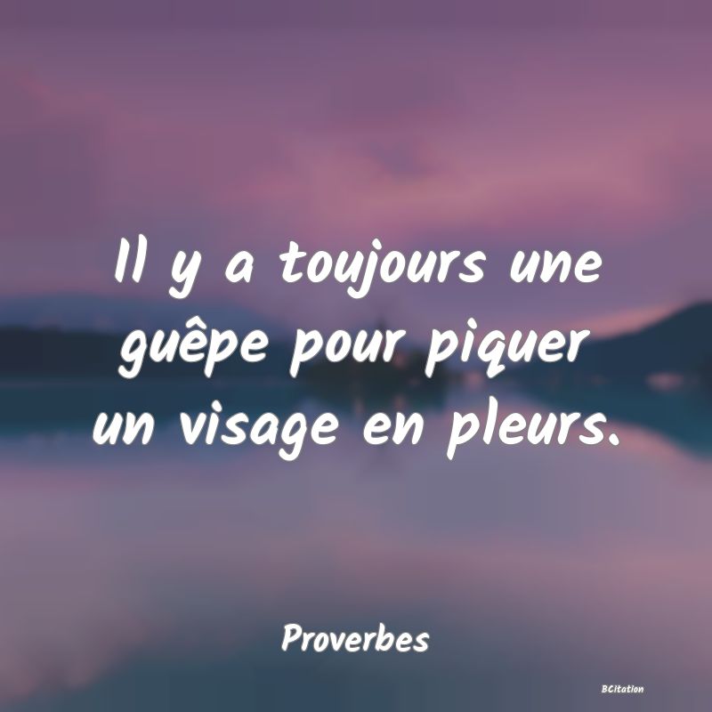 image de citation: Il y a toujours une guêpe pour piquer un visage en pleurs.