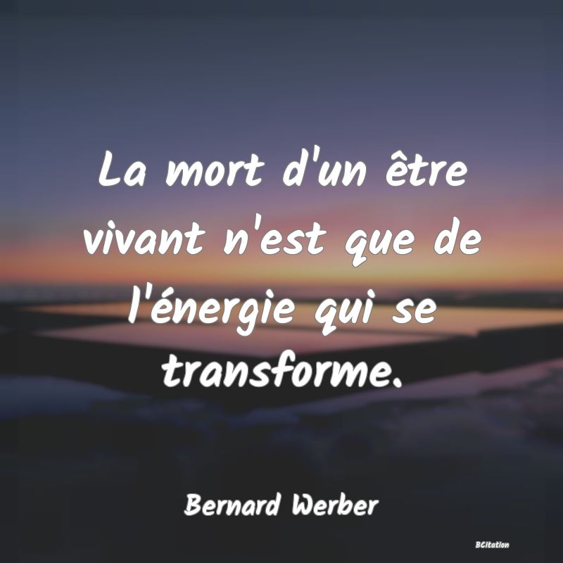 image de citation: La mort d'un être vivant n'est que de l'énergie qui se transforme.