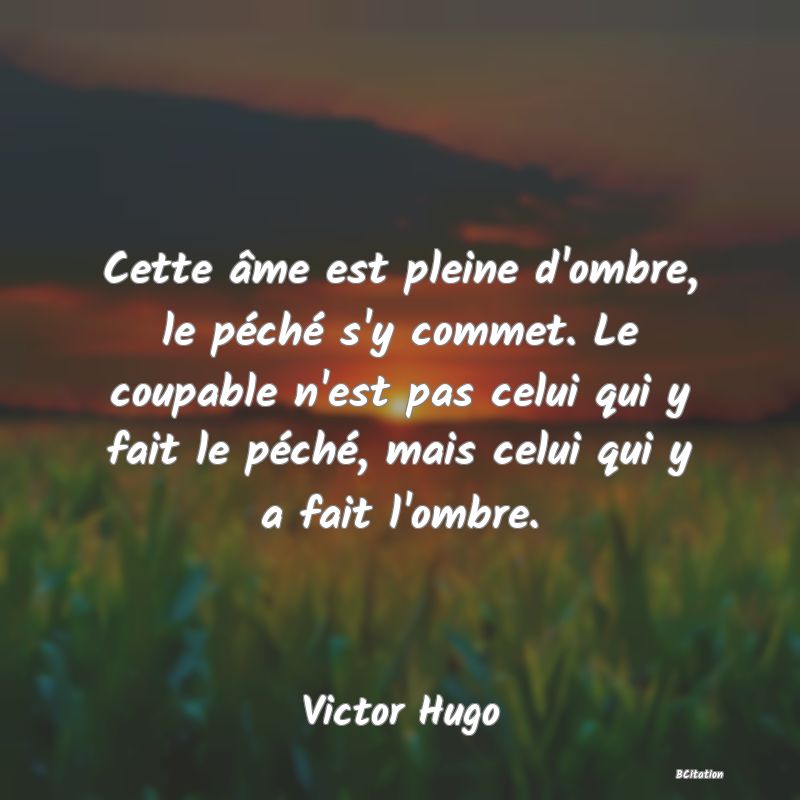 image de citation: Cette âme est pleine d'ombre, le péché s'y commet. Le coupable n'est pas celui qui y fait le péché, mais celui qui y a fait l'ombre.