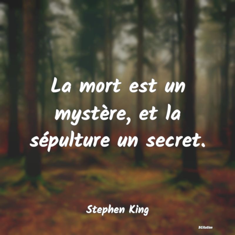 image de citation: La mort est un mystère, et la sépulture un secret.