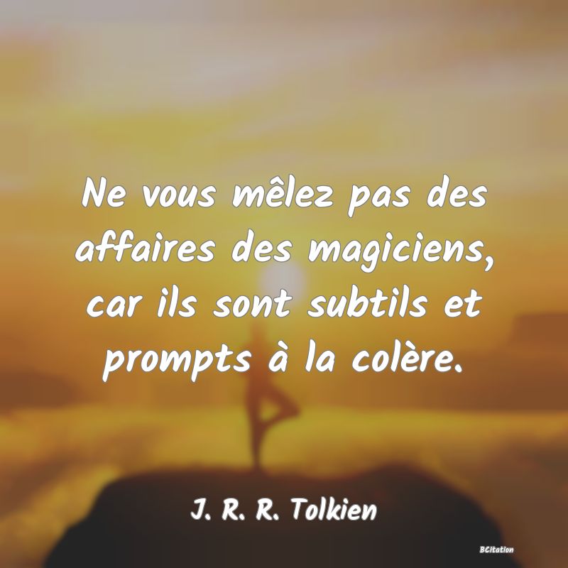 image de citation: Ne vous mêlez pas des affaires des magiciens, car ils sont subtils et prompts à la colère.