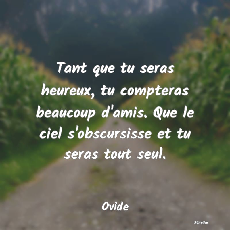 image de citation: Tant que tu seras heureux, tu compteras beaucoup d'amis. Que le ciel s'obscursisse et tu seras tout seul.