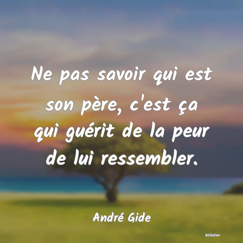 image de citation: Ne pas savoir qui est son père, c'est ça qui guérit de la peur de lui ressembler.