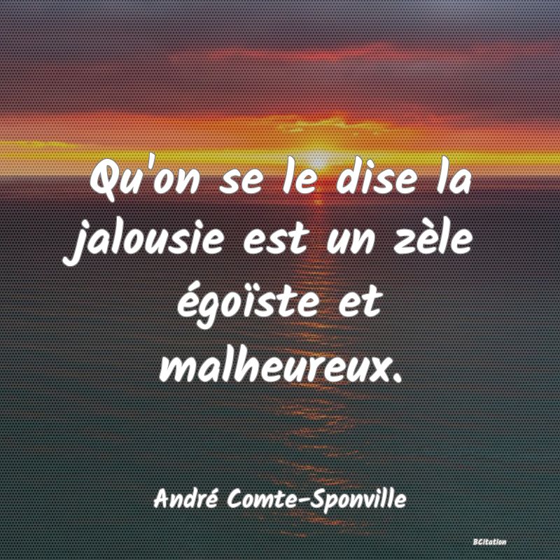 Belle Citation - Qu'on se le dise la jalousie est un zèle égoïste et malheureux. - André Comte-Sponville