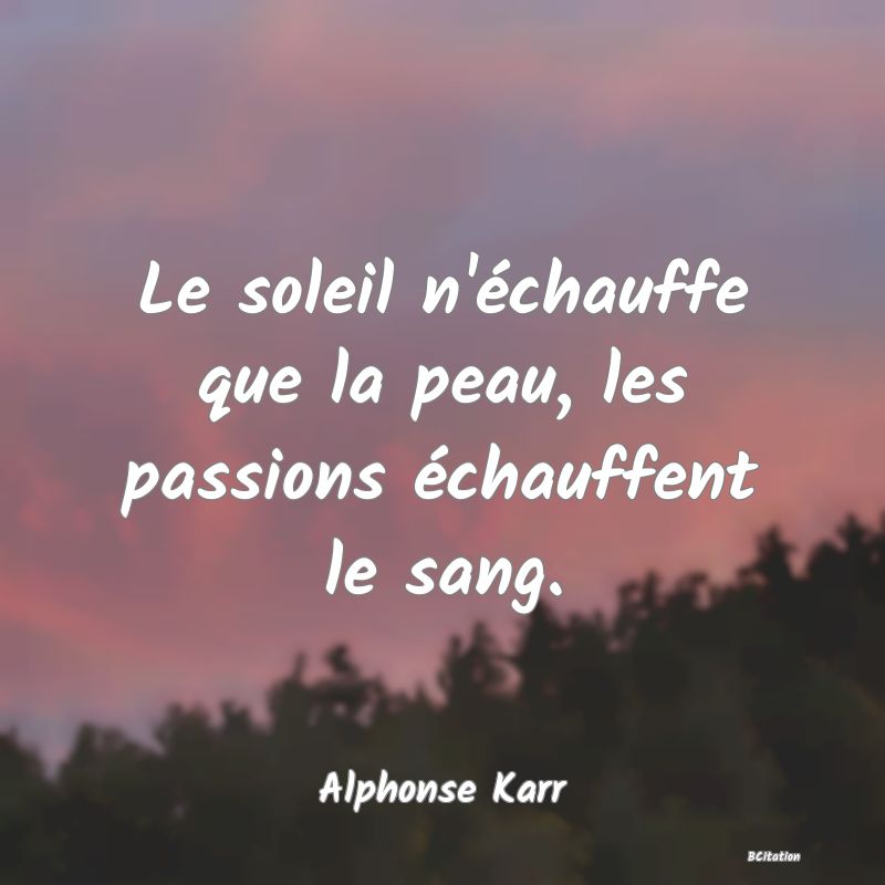 image de citation: Le soleil n'échauffe que la peau, les passions échauffent le sang.