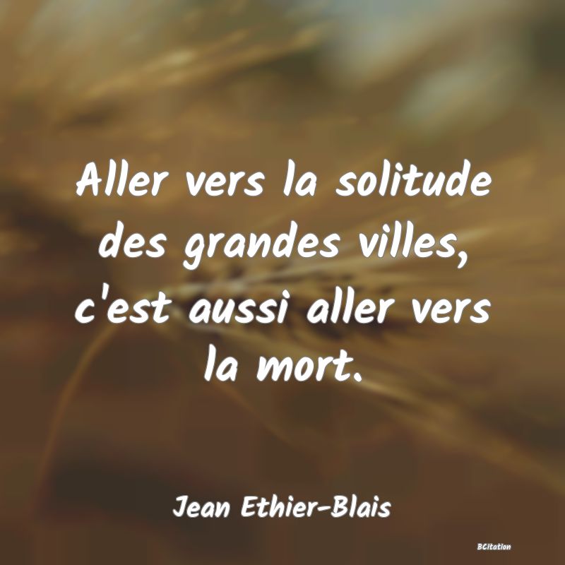 image de citation: Aller vers la solitude des grandes villes, c'est aussi aller vers la mort.