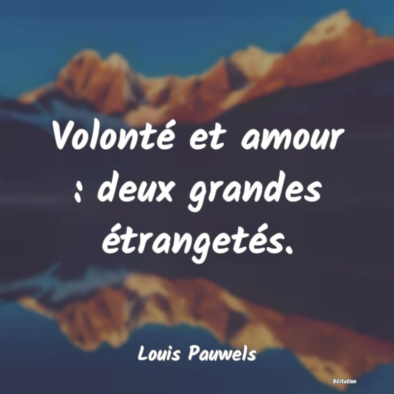 image de citation: Volonté et amour : deux grandes étrangetés.