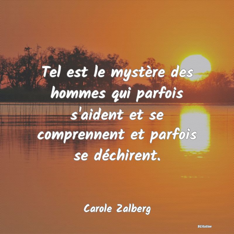 image de citation: Tel est le mystère des hommes qui parfois s'aident et se comprennent et parfois se déchirent.