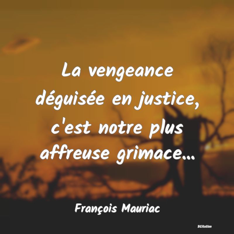 image de citation: La vengeance déguisée en justice, c'est notre plus affreuse grimace...