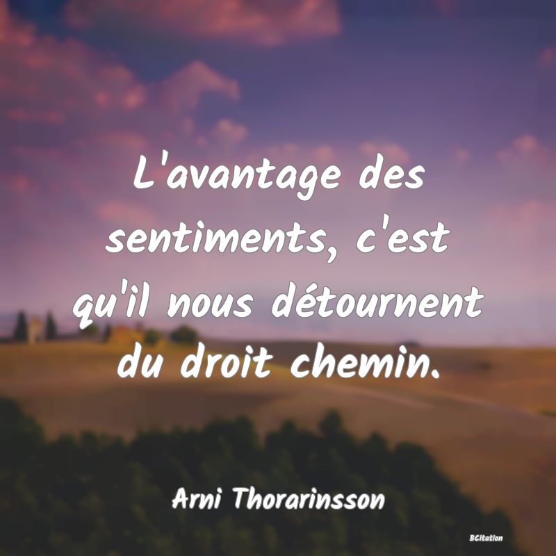 image de citation: L'avantage des sentiments, c'est qu'il nous détournent du droit chemin.