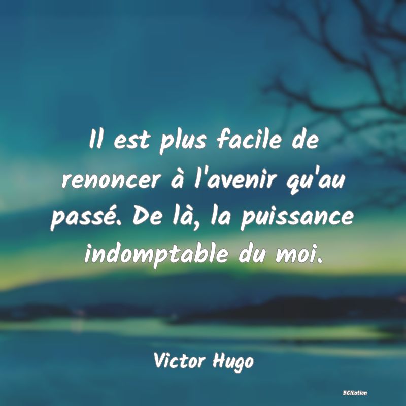 image de citation: Il est plus facile de renoncer à l'avenir qu'au passé. De là, la puissance indomptable du moi.