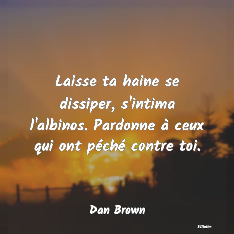 image de citation: Laisse ta haine se dissiper, s'intima l'albinos. Pardonne à ceux qui ont péché contre toi.