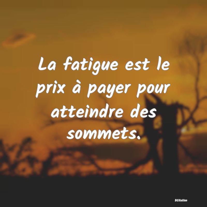 Belle Citation - La fatigue est le prix à payer pour atteindre des sommets. - 