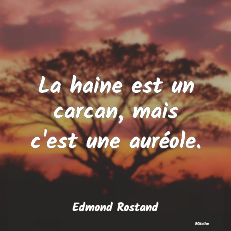 image de citation: La haine est un carcan, mais c'est une auréole.