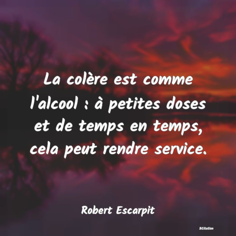 image de citation: La colère est comme l'alcool : à petites doses et de temps en temps, cela peut rendre service.