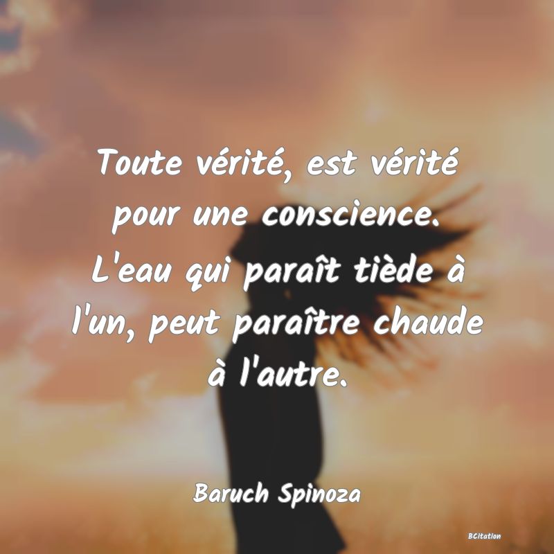 image de citation: Toute vérité, est vérité pour une conscience. L'eau qui paraît tiède à l'un, peut paraître chaude à l'autre.