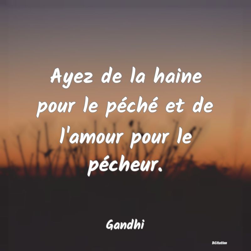 Belle Citation - Ayez de la haine pour le péché et de l'amour pour le pécheur. - Gandhi