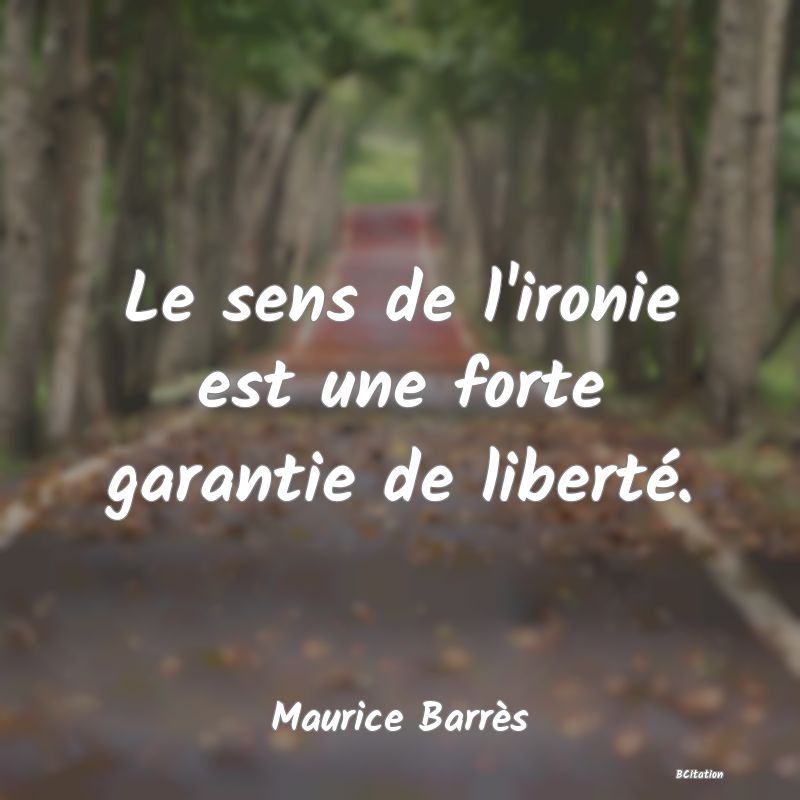 image de citation: Le sens de l'ironie est une forte garantie de liberté.