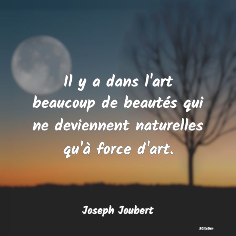 image de citation: Il y a dans l'art beaucoup de beautés qui ne deviennent naturelles qu'à force d'art.