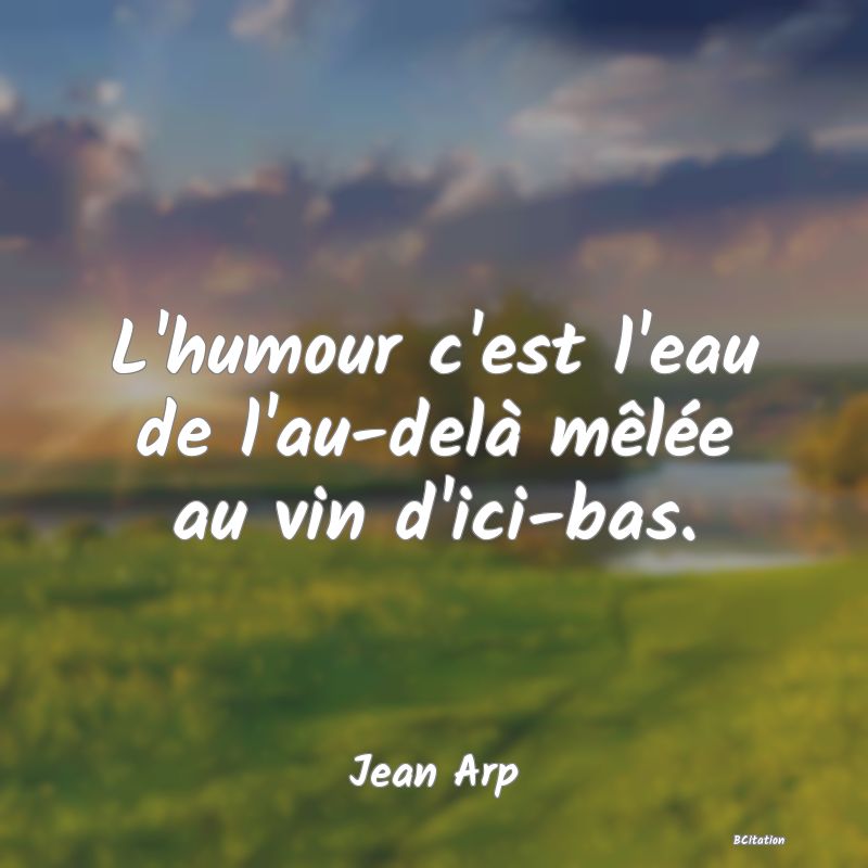 image de citation: L'humour c'est l'eau de l'au-delà mêlée au vin d'ici-bas.