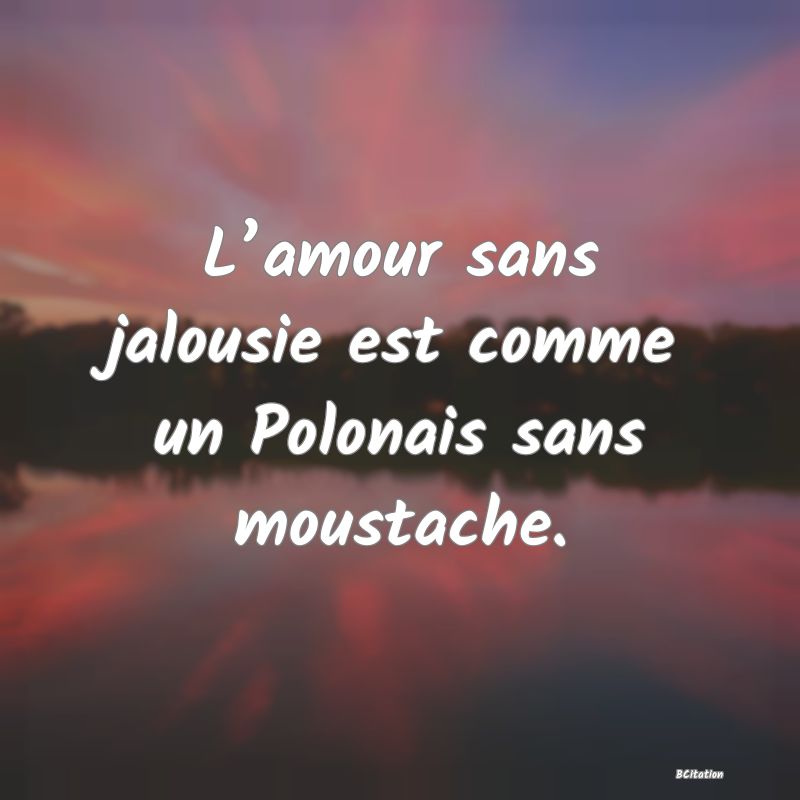image de citation: L’amour sans jalousie est comme un Polonais sans moustache.