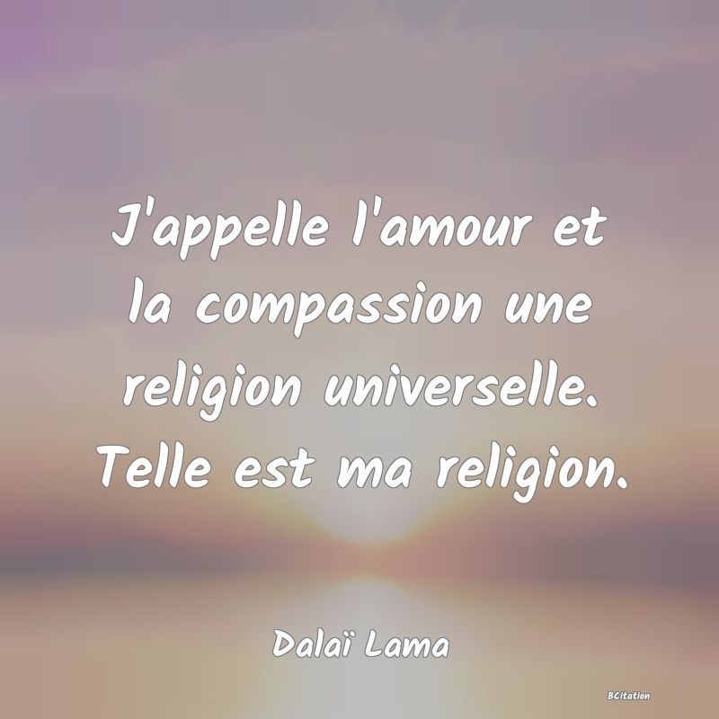 image de citation: J'appelle l'amour et la compassion une religion universelle. Telle est ma religion.