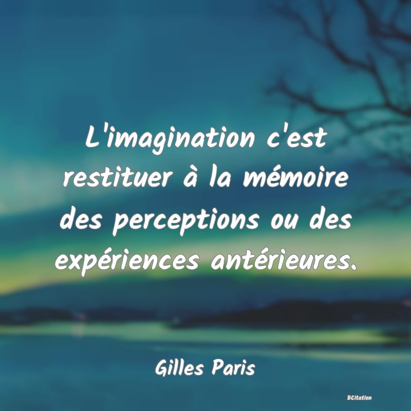 image de citation: L'imagination c'est restituer à la mémoire des perceptions ou des expériences antérieures.