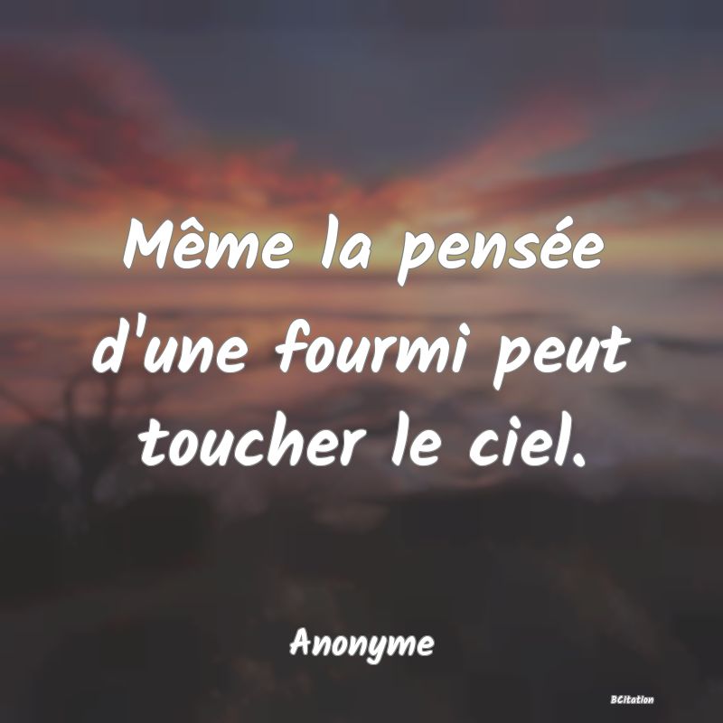 image de citation: Même la pensée d'une fourmi peut toucher le ciel.
