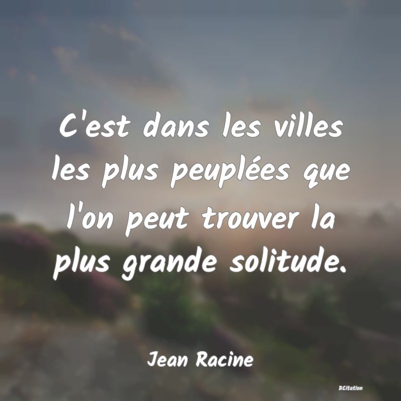 image de citation: C'est dans les villes les plus peuplées que l'on peut trouver la plus grande solitude.