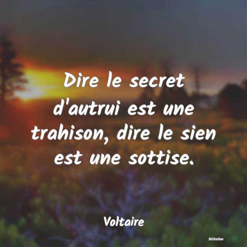 image de citation: Dire le secret d'autrui est une trahison, dire le sien est une sottise.