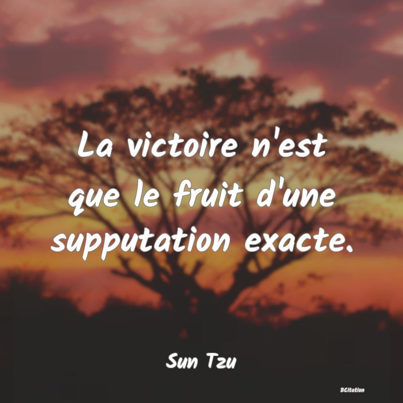 image de citation: La victoire n'est que le fruit d'une supputation exacte.