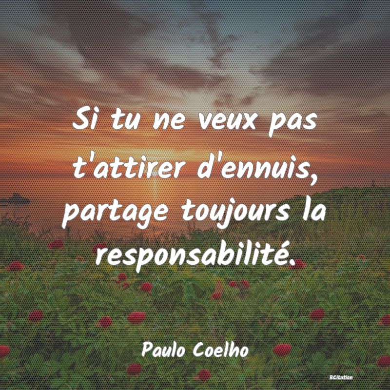 image de citation: Si tu ne veux pas t'attirer d'ennuis, partage toujours la responsabilité.