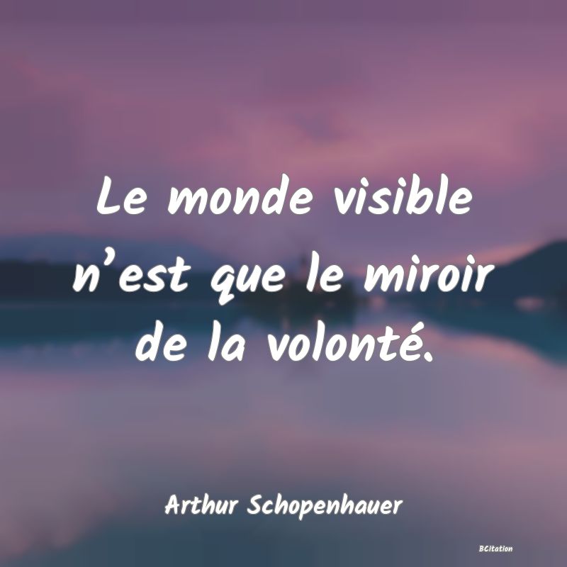 image de citation: Le monde visible n’est que le miroir de la volonté.