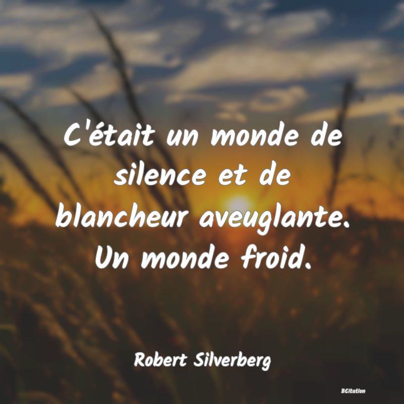 image de citation: C'était un monde de silence et de blancheur aveuglante. Un monde froid.