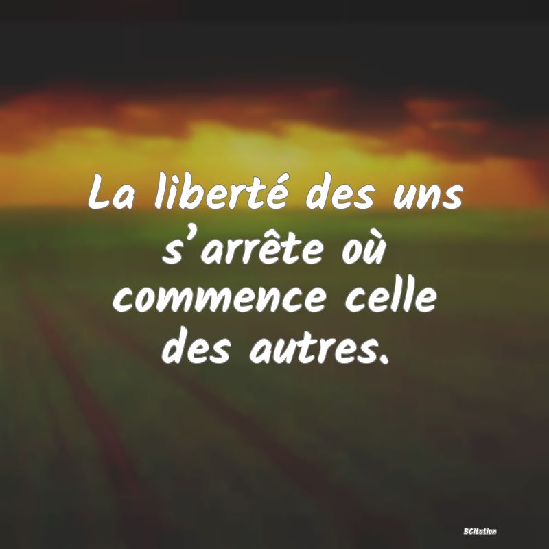 image de citation: La liberté des uns s’arrête où commence celle des autres.