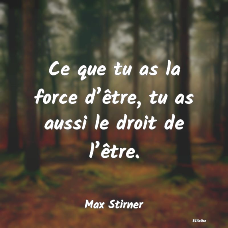 image de citation: Ce que tu as la force d’être, tu as aussi le droit de l’être.