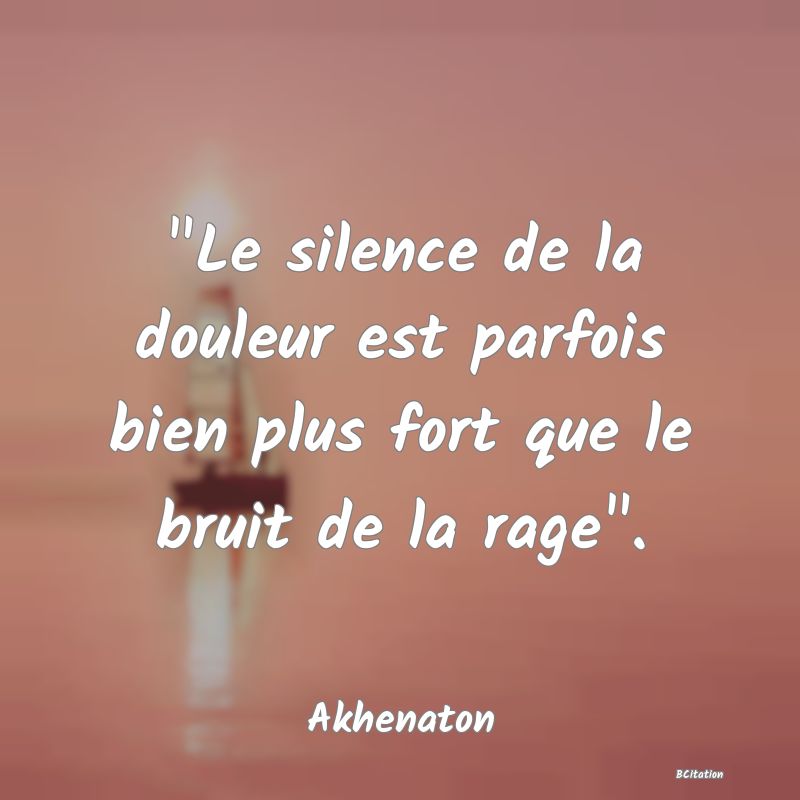 image de citation:  Le silence de la douleur est parfois bien plus fort que le bruit de la rage .