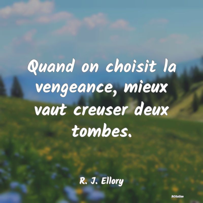 image de citation: Quand on choisit la vengeance, mieux vaut creuser deux tombes.