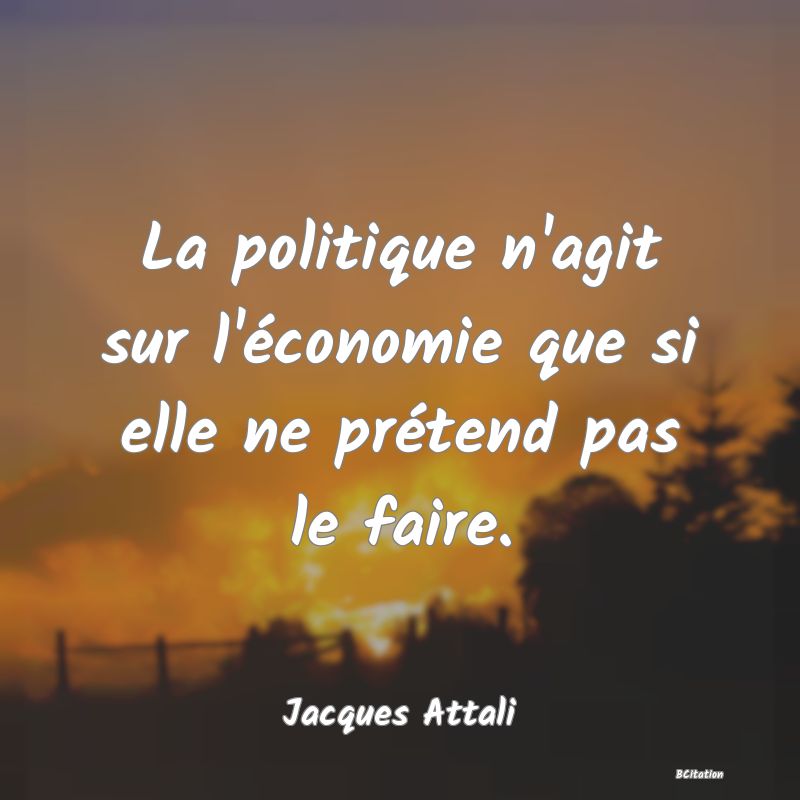 image de citation: La politique n'agit sur l'économie que si elle ne prétend pas le faire.