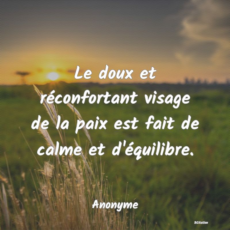 Belle Citation - Le doux et réconfortant visage de la paix est fait de calme et d'équilibre. - Anonyme