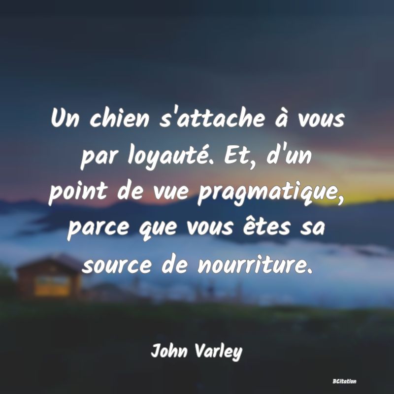 image de citation: Un chien s'attache à vous par loyauté. Et, d'un point de vue pragmatique, parce que vous êtes sa source de nourriture.