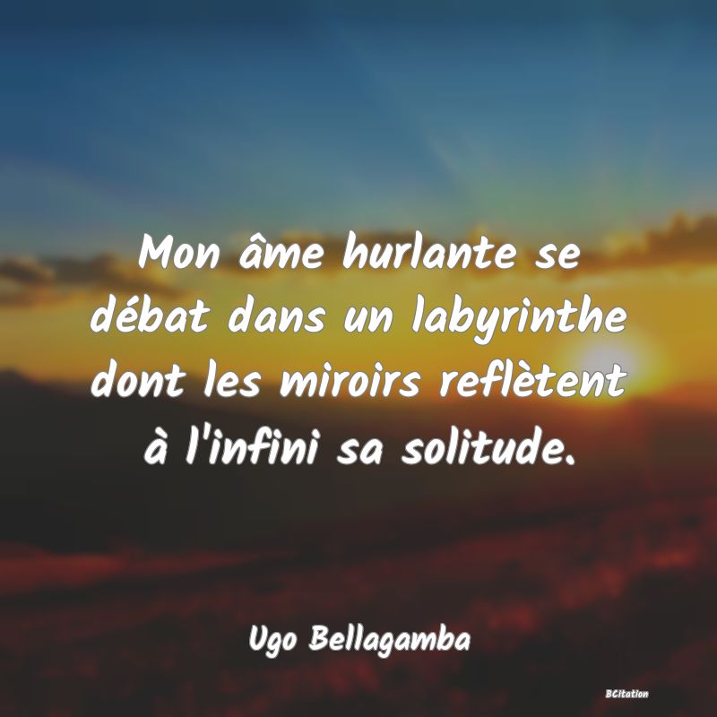 image de citation: Mon âme hurlante se débat dans un labyrinthe dont les miroirs reflètent à l'infini sa solitude.