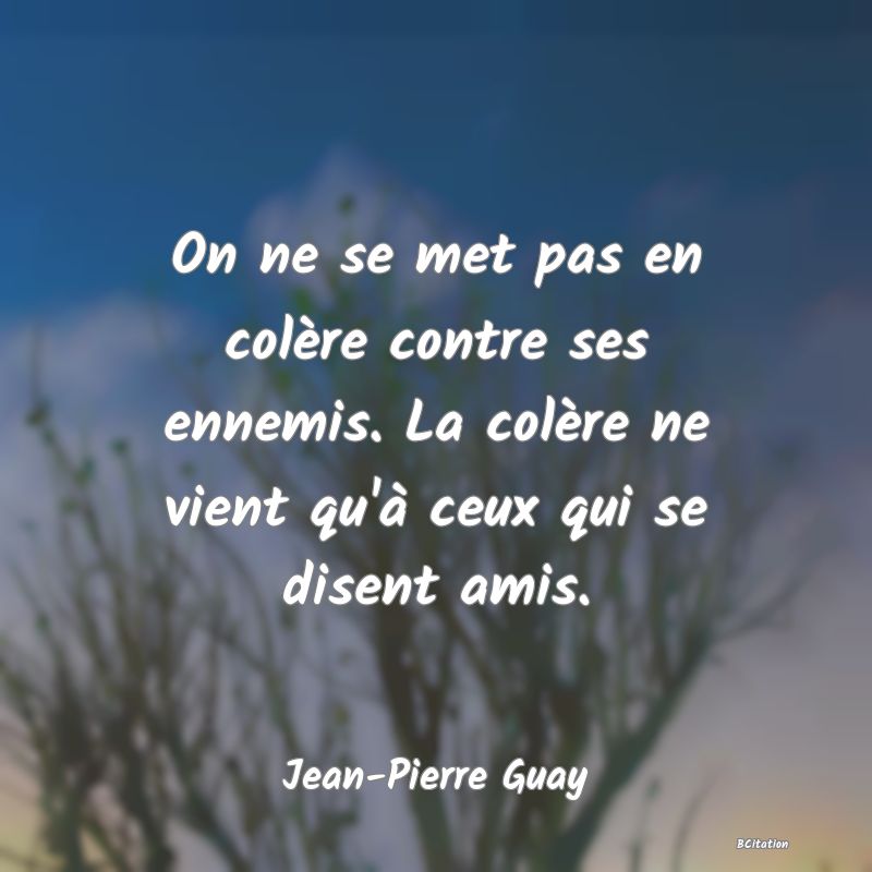 image de citation: On ne se met pas en colère contre ses ennemis. La colère ne vient qu'à ceux qui se disent amis.